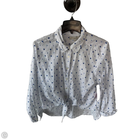Top Long Sleeve By Loft In Blue & White, Size: L