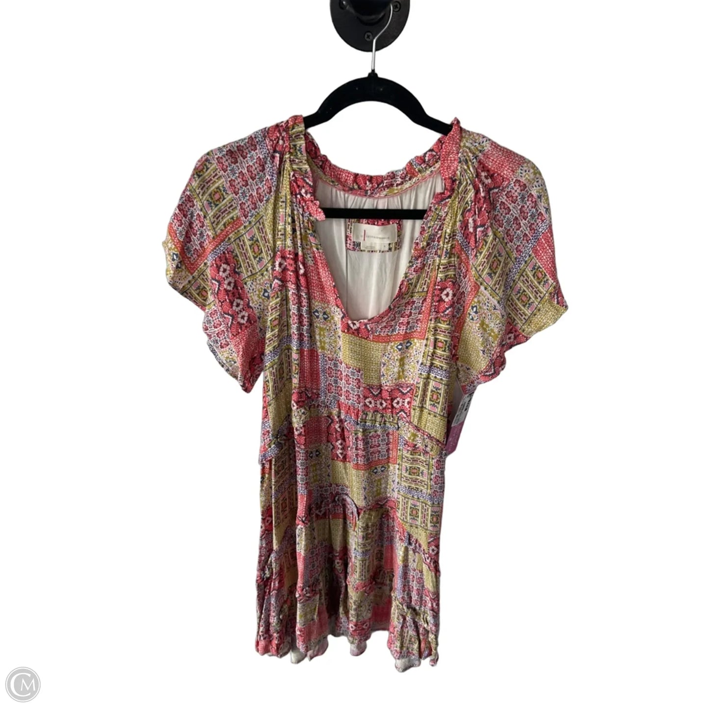 Dress Casual Short By Anthropologie In Green & Pink, Size: S