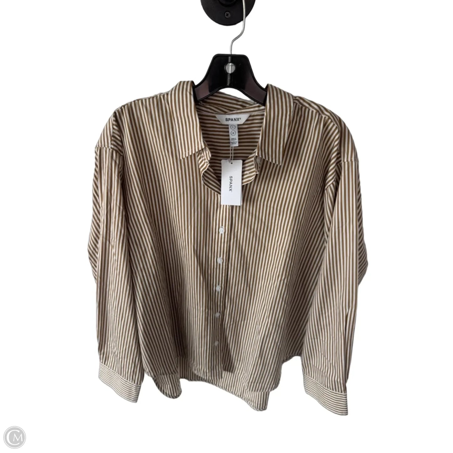 Top Long Sleeve By Spanx In Brown & White, Size: L