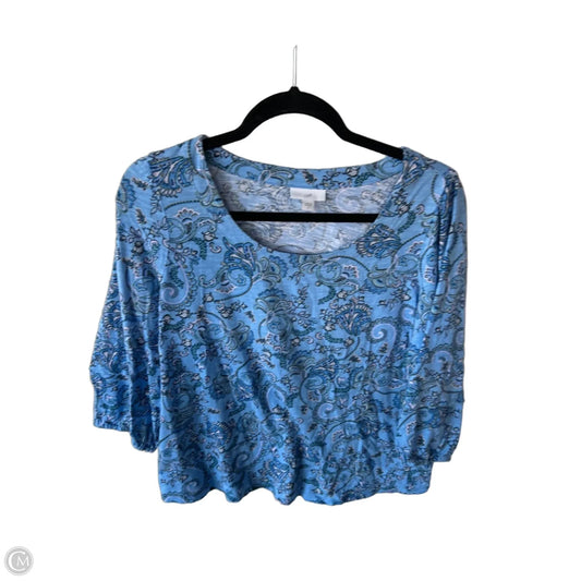 Top 3/4 Sleeve By J. Jill In Blue & White, Size: M