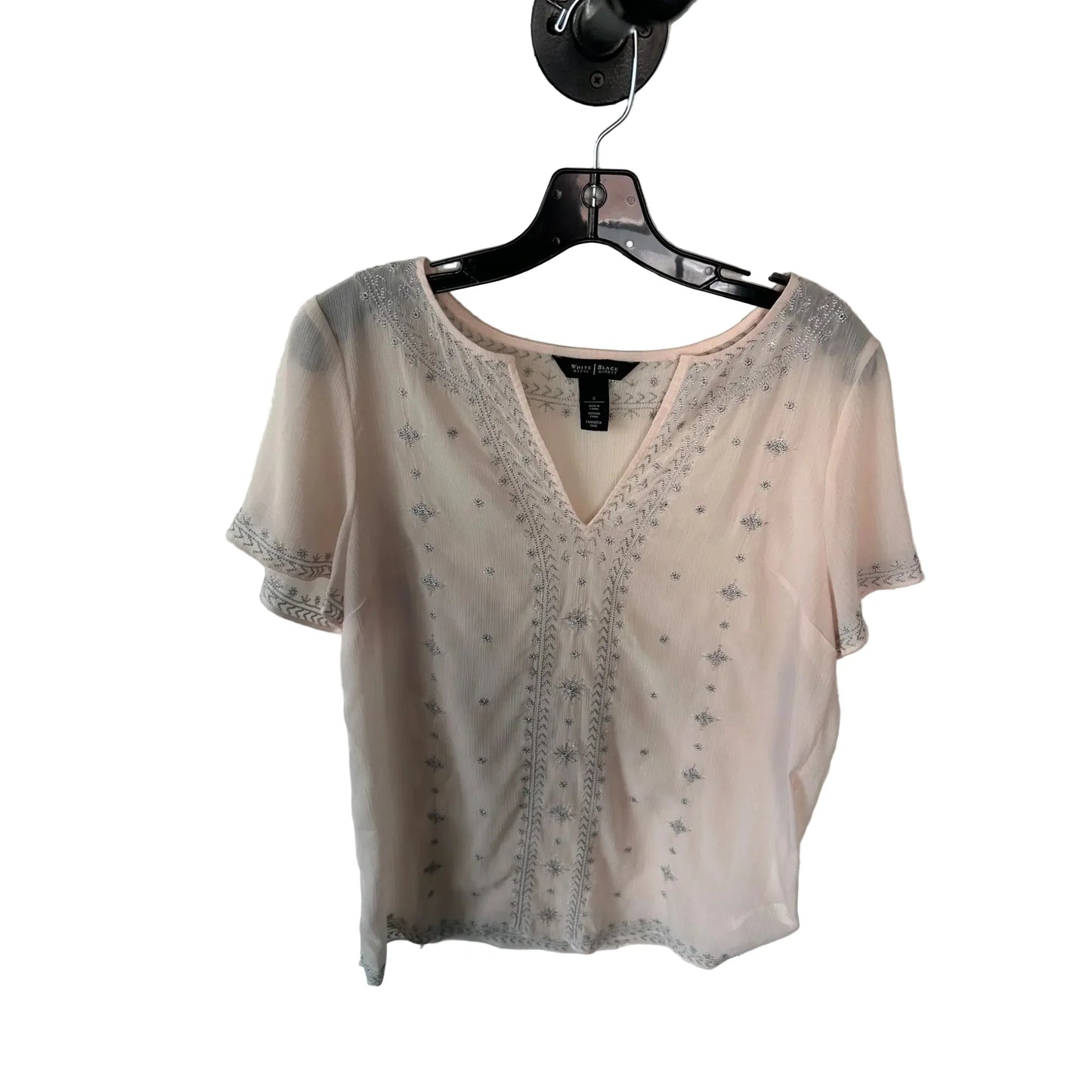 Top Short Sleeve By White House Black Market In Pink & Silver, Size: S
