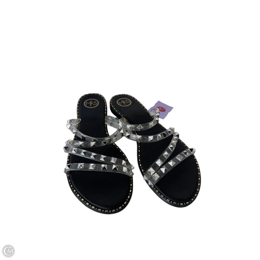 Sandals Flats By Clothes Mentor In Black & Silver, Size: 8