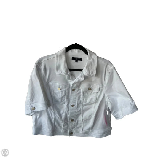 Jacket Denim By Talbots In White Denim, Size: Xl