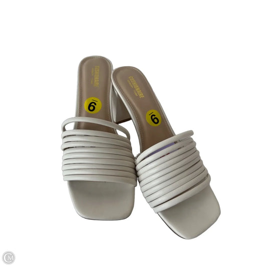 Sandals Heels Block By Cushionaire In Cream, Size: 9