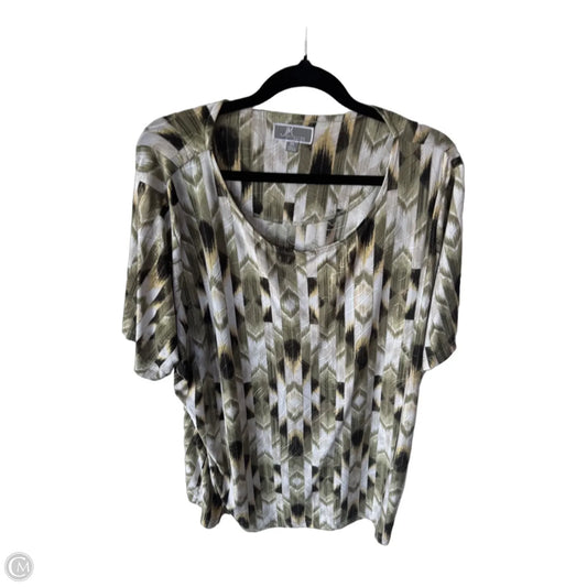 Top Short Sleeve By Jm Collections In Green & White, Size: 2x