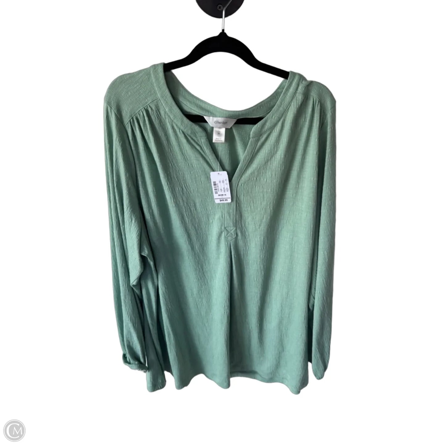 Top Long Sleeve By Cj Banks In Green, Size: 2x