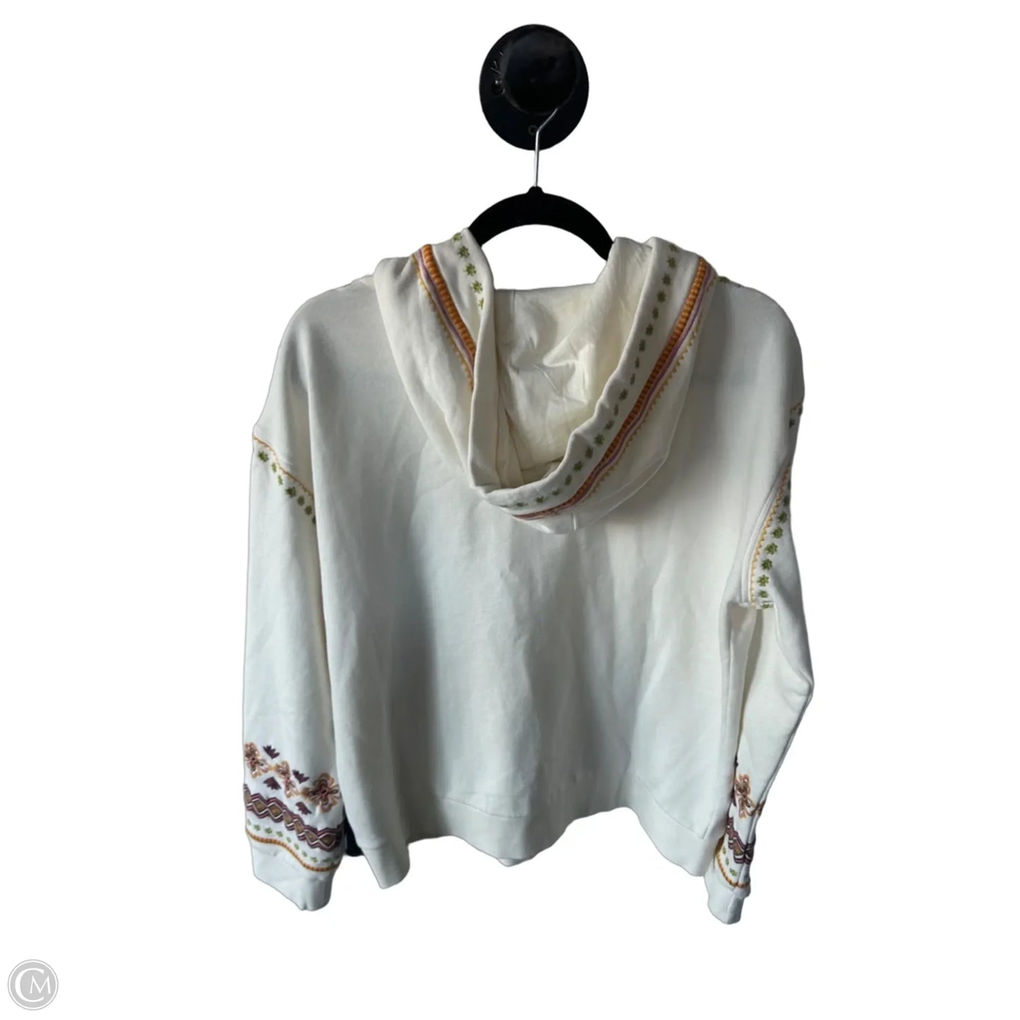 Sweatshirt Hoodie By Driftwood In Cream & Green, Size: L