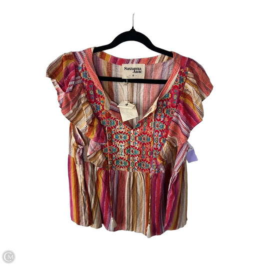 Top Short Sleeve By Savanna Jane In Orange & Purple, Size: 1x