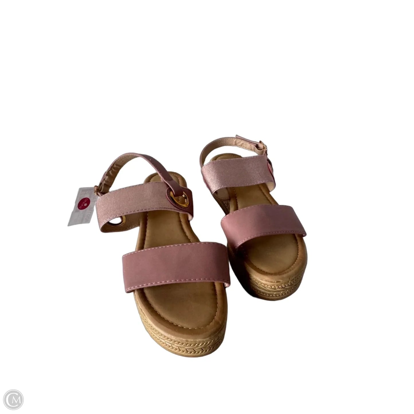 Sandals Heels Wedge By Clothes Mentor In Pink & Tan, Size: 8