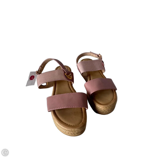 Sandals Heels Wedge By Clothes Mentor In Pink & Tan, Size: 8