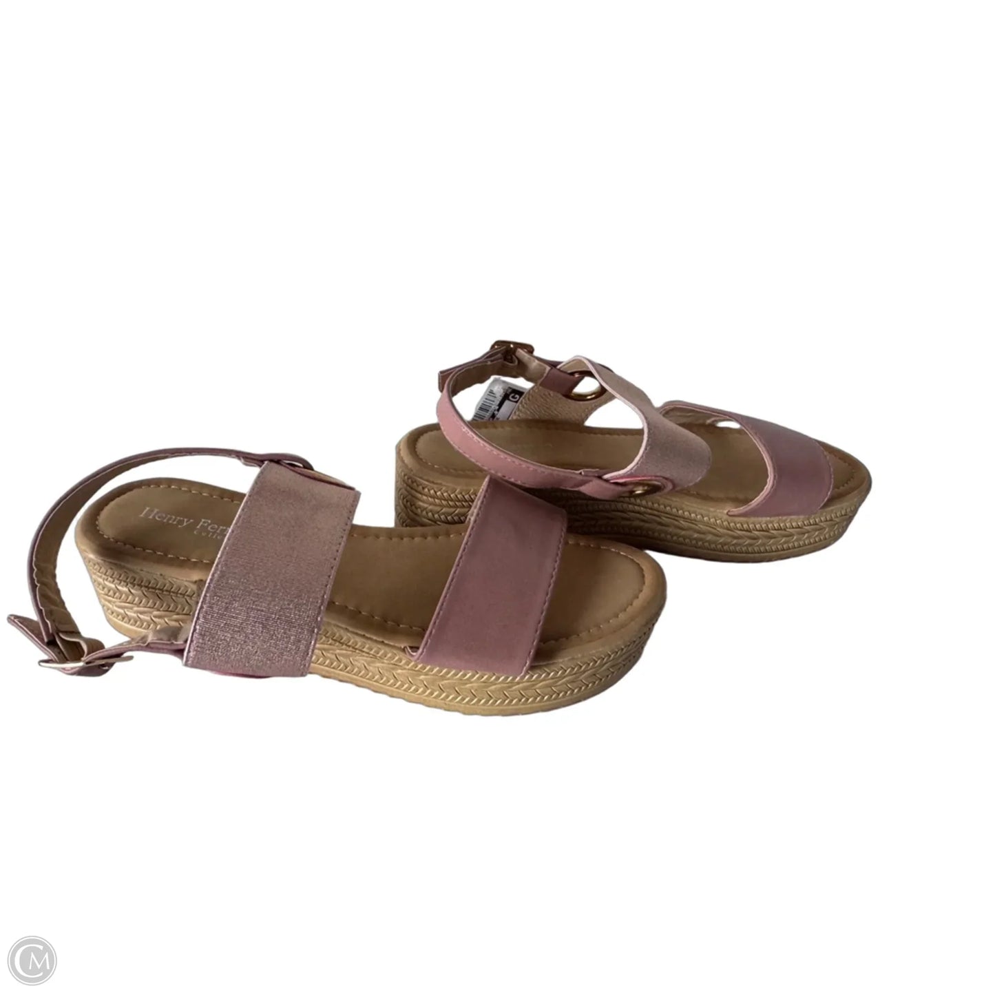 Sandals Heels Wedge By Clothes Mentor In Pink & Tan, Size: 8