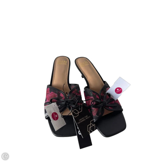 Sandals Heels Kitten By Madden Nyc In Black & Red, Size: 11