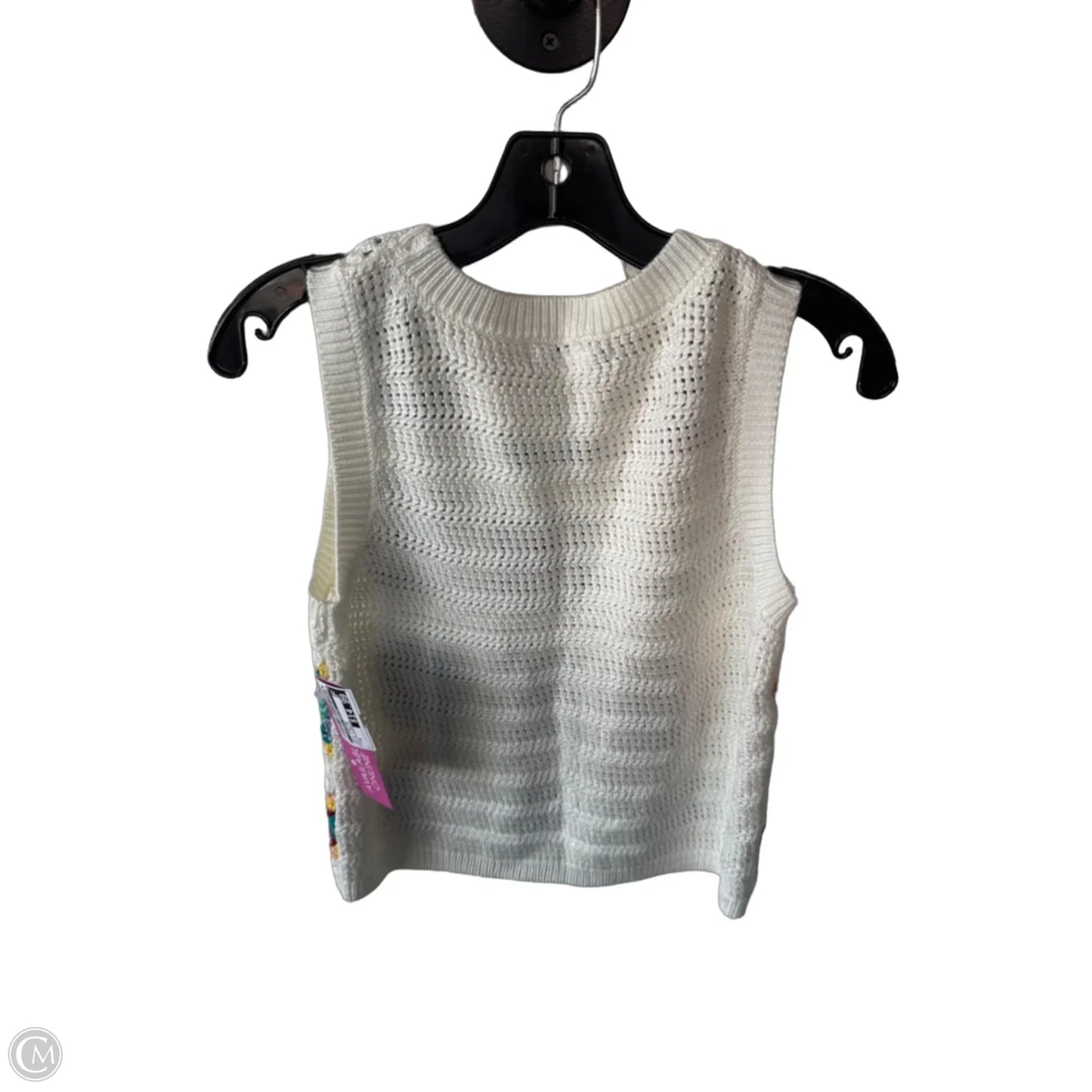 Vest Sweater By Clothes Mentor In White & Yellow, Size: M