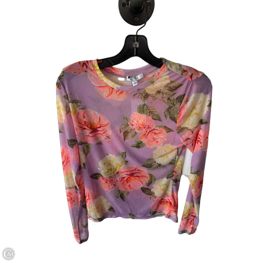 Top Long Sleeve By Afrm In Purple & Yellow, Size: L