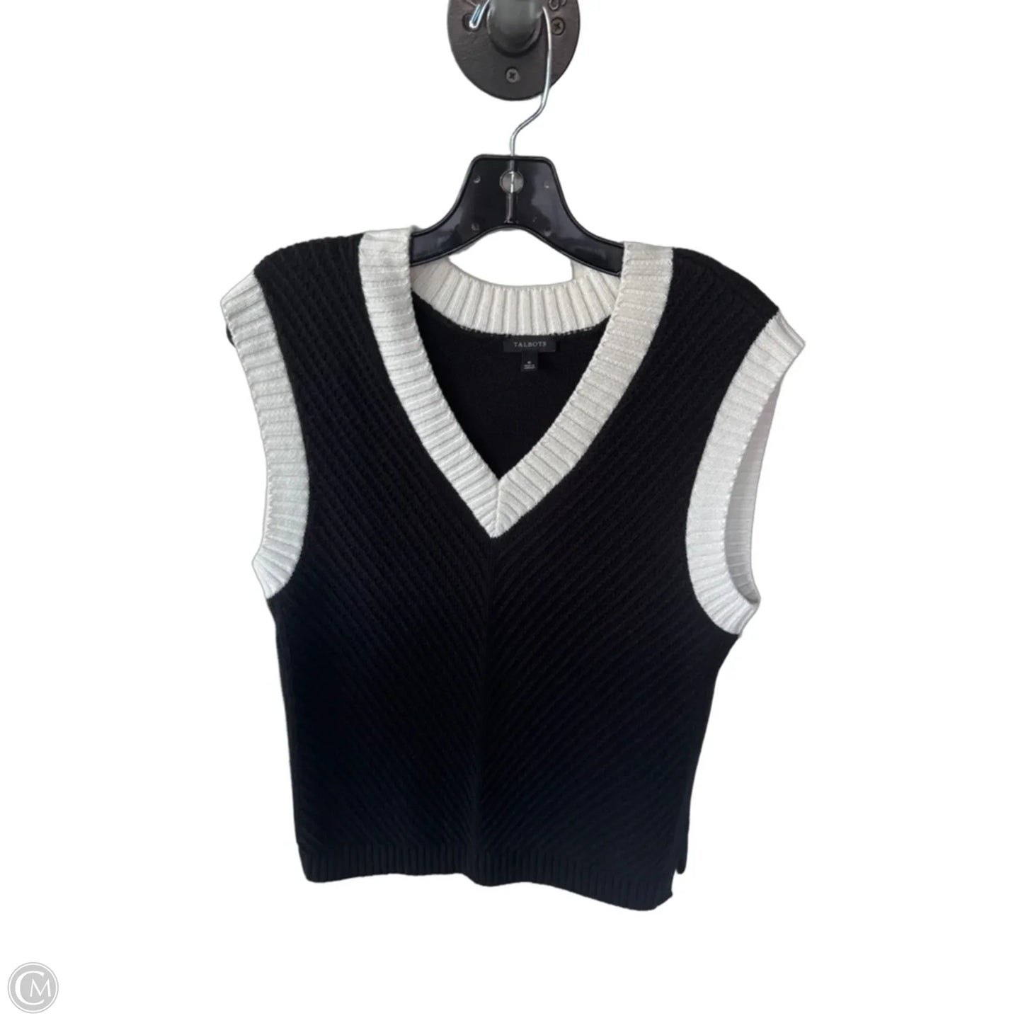 Vest Sweater By Talbots In Black & White, Size: M