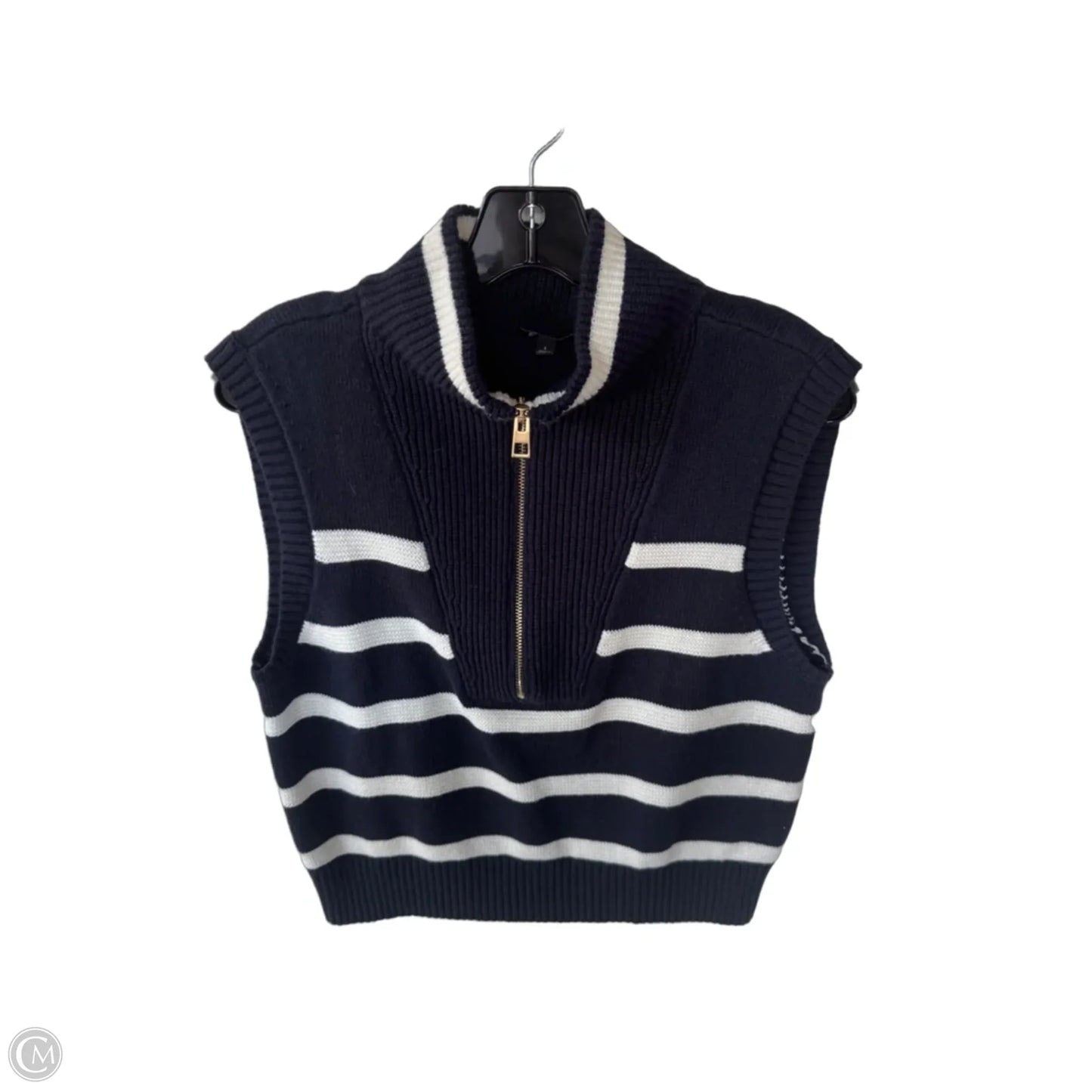 Vest Sweater By Talbots In Blue & White, Size: S
