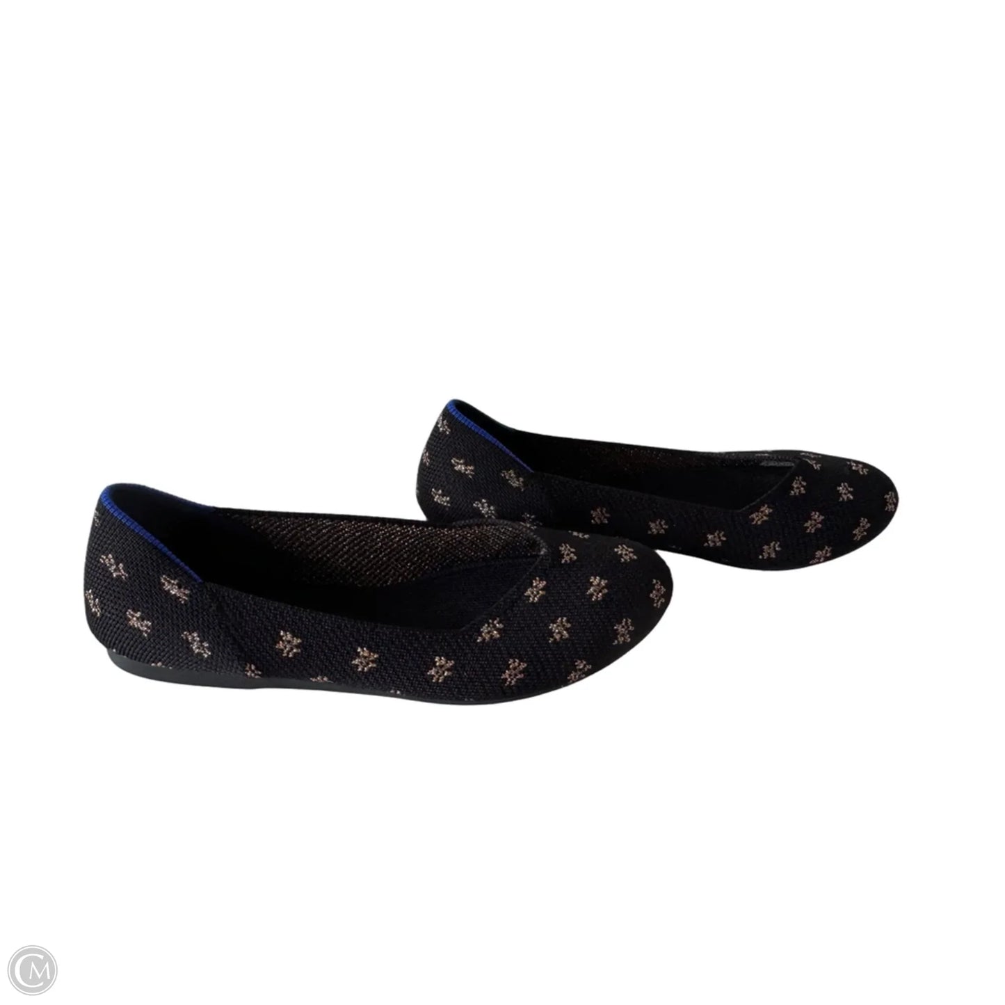 Shoes Flats By Rothys In Black & Gold, Size: 7