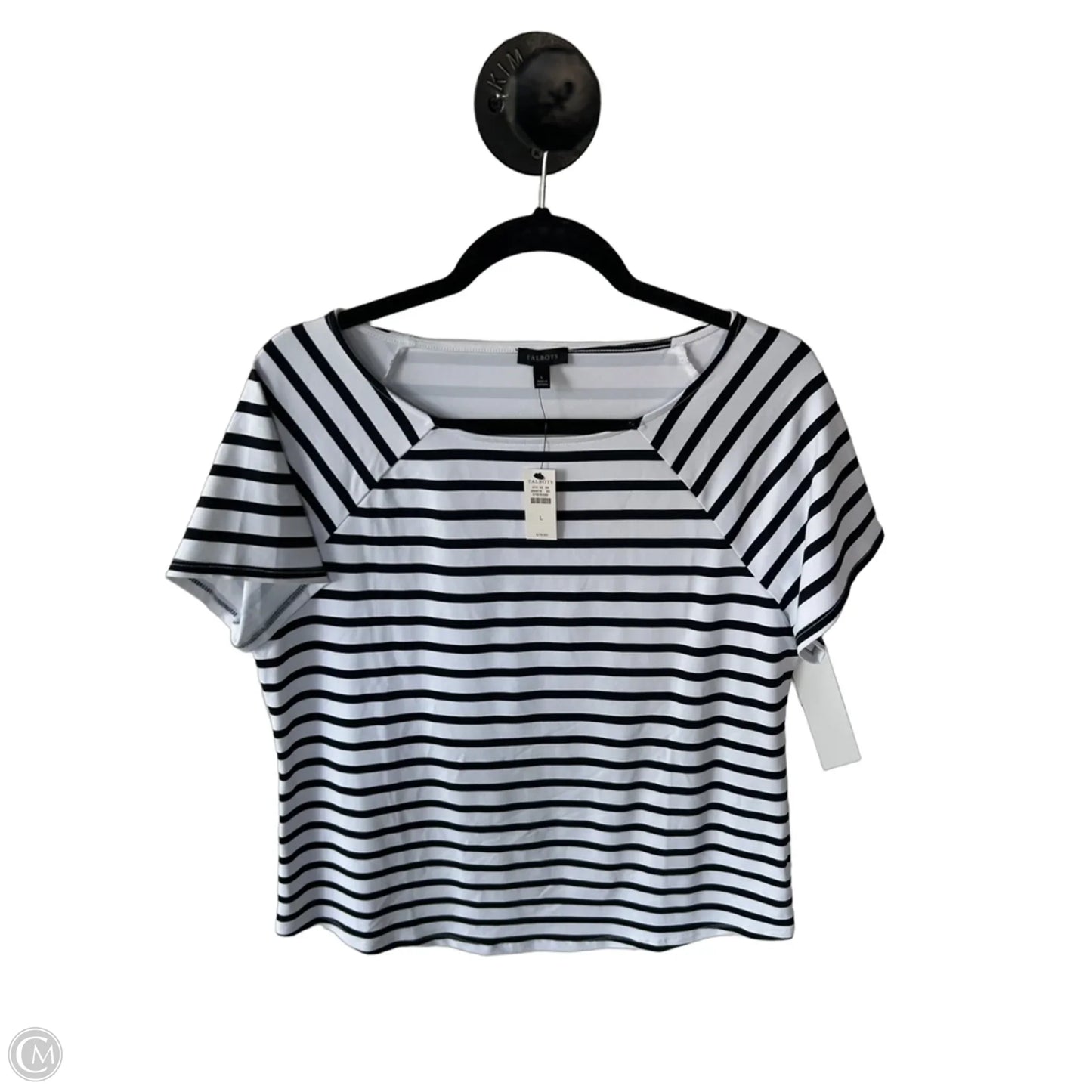 Top Short Sleeve By Talbots In Black & White, Size: L