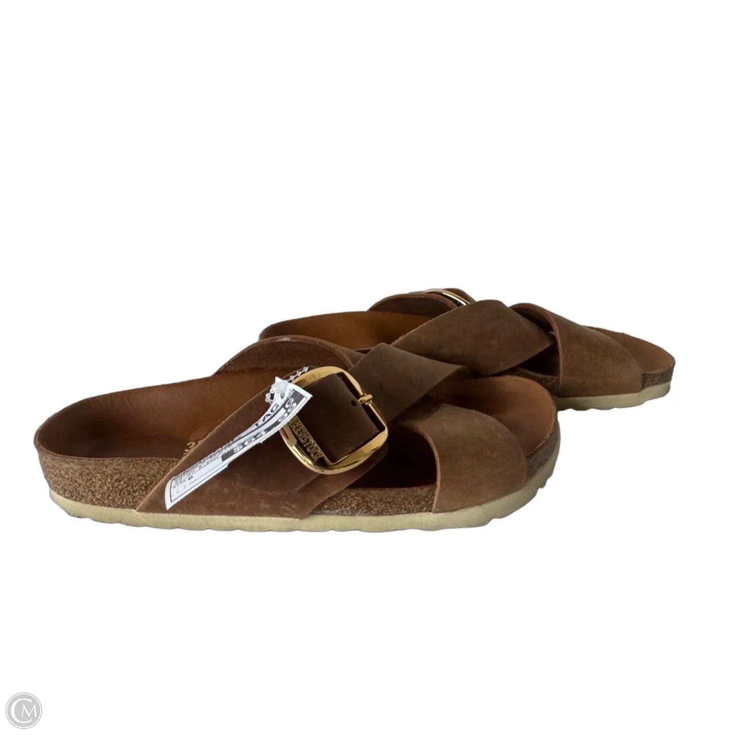 Sandals Flats By Birkenstock In Brown & Gold, Size: 6