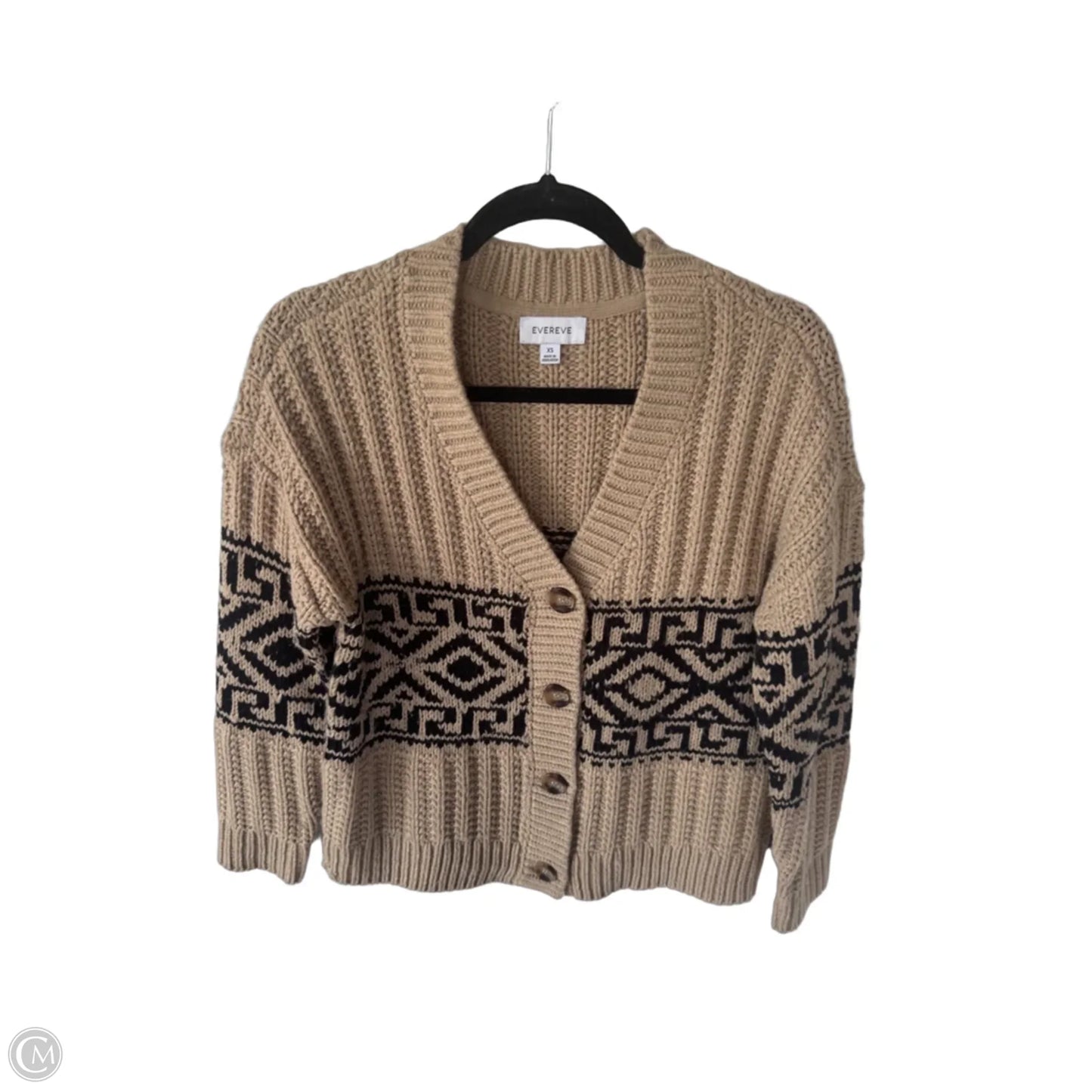 Sweater Cardigan By Evereve In Black & Tan, Size: Xs