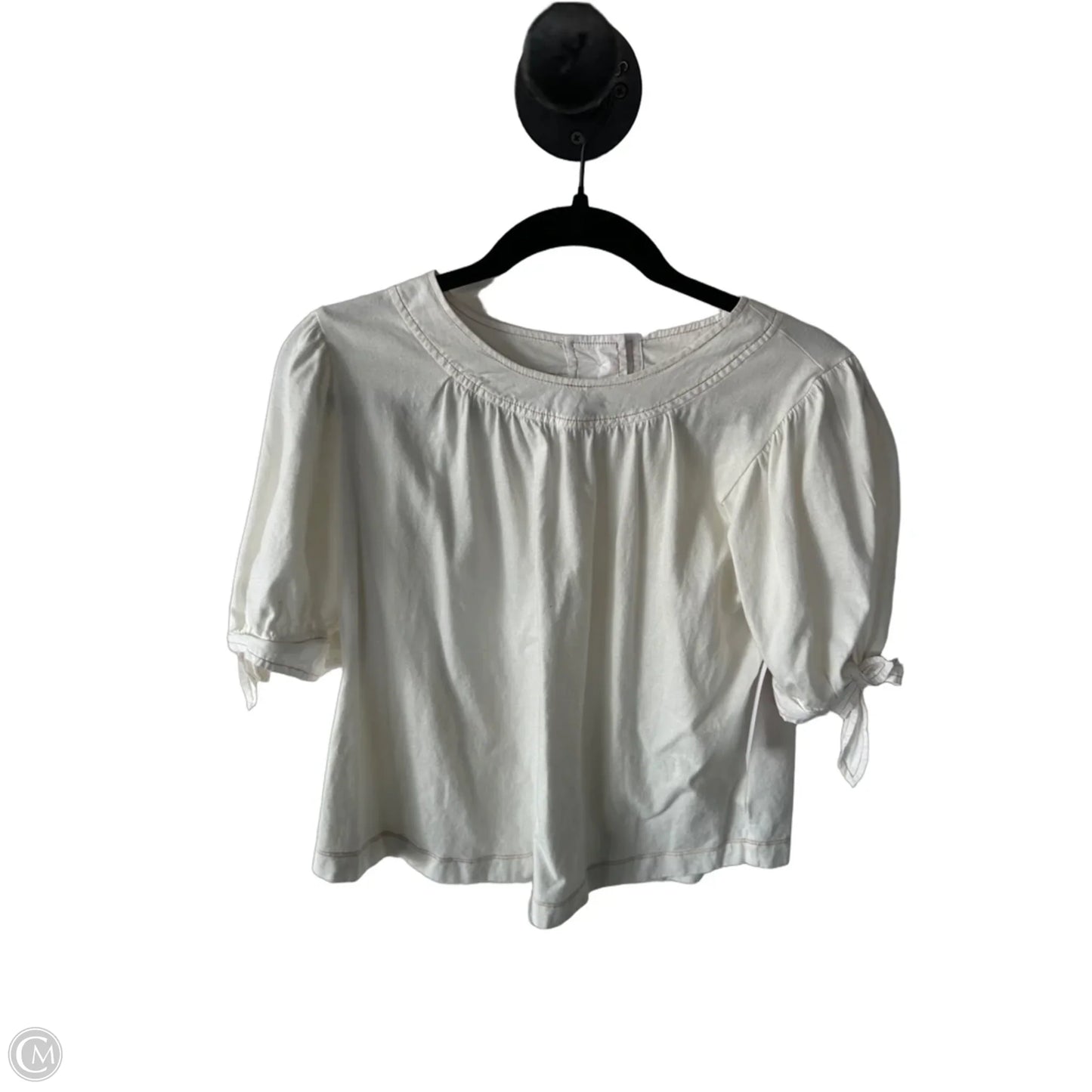 Top Short Sleeve By Anthropologie In Cream, Size: S