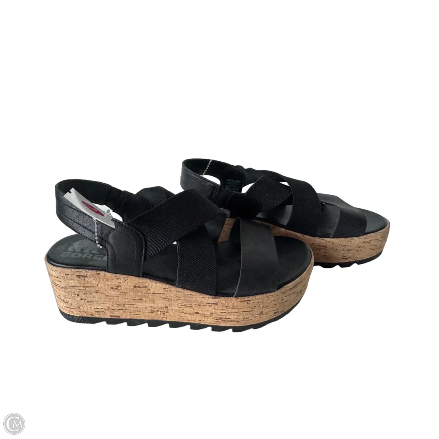 Sandals Heels Wedge By Sorel In Black & Brown, Size: 6.5