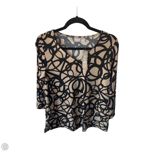 Top Long Sleeve By Chicos In Black & Tan, Size: M