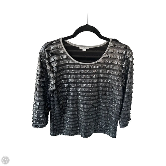 Top 3/4 Sleeve By Erin London In Black & Grey, Size: M