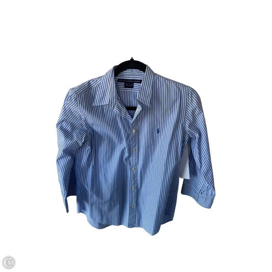 Top 3/4 Sleeve By Ralph Lauren Blue Label In Blue & White, Size: M