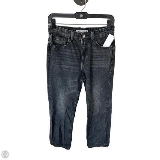 Jeans Straight By Zara In Black Denim, Size: 4