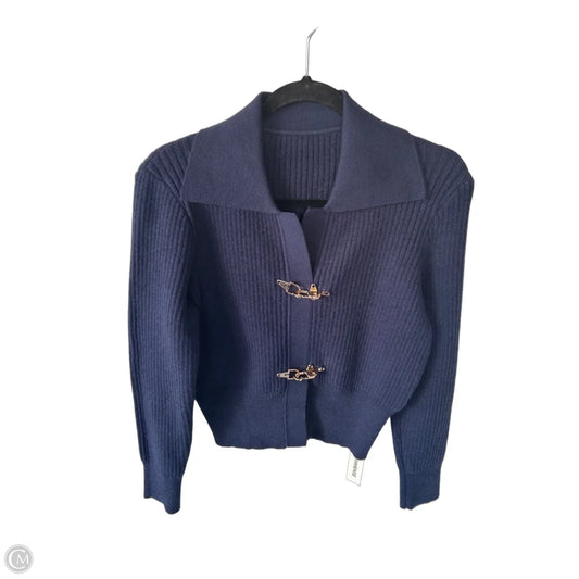 Sweater Cardigan By Commense In Blue & Gold, Size: M