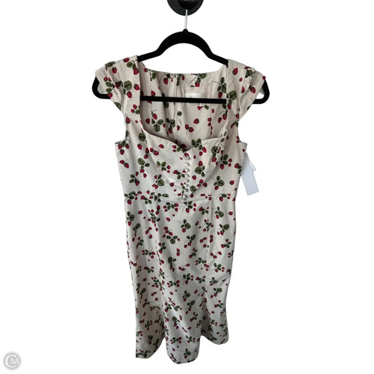 Dress Casual Midi By Anthropologie In Cream & Red, Size: Xs