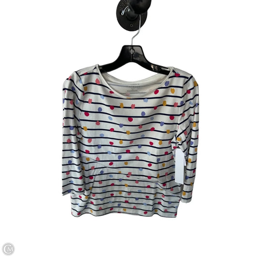 Top 3/4 Sleeve By Talbots In Blue & White, Size: Mp