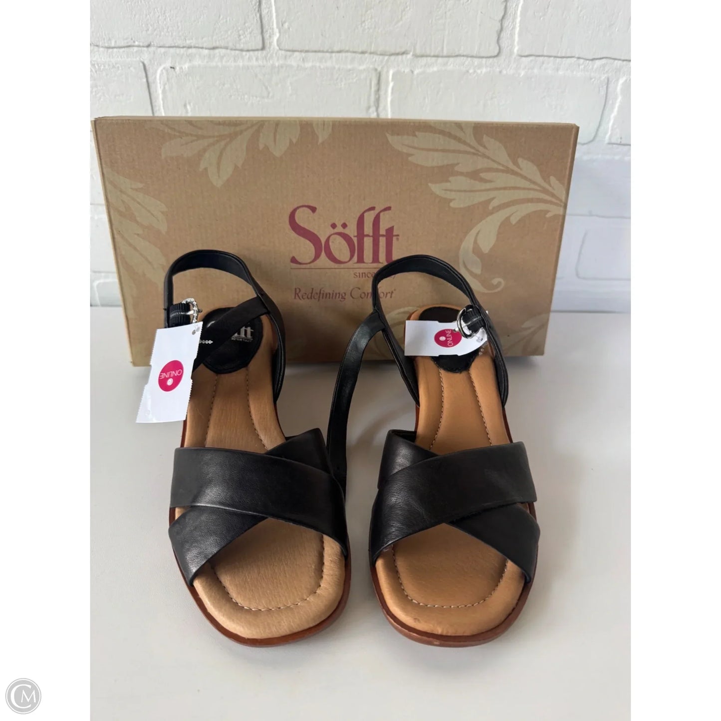 Sandals Heels Wedge By Sofft In Black & Brown, Size: 6