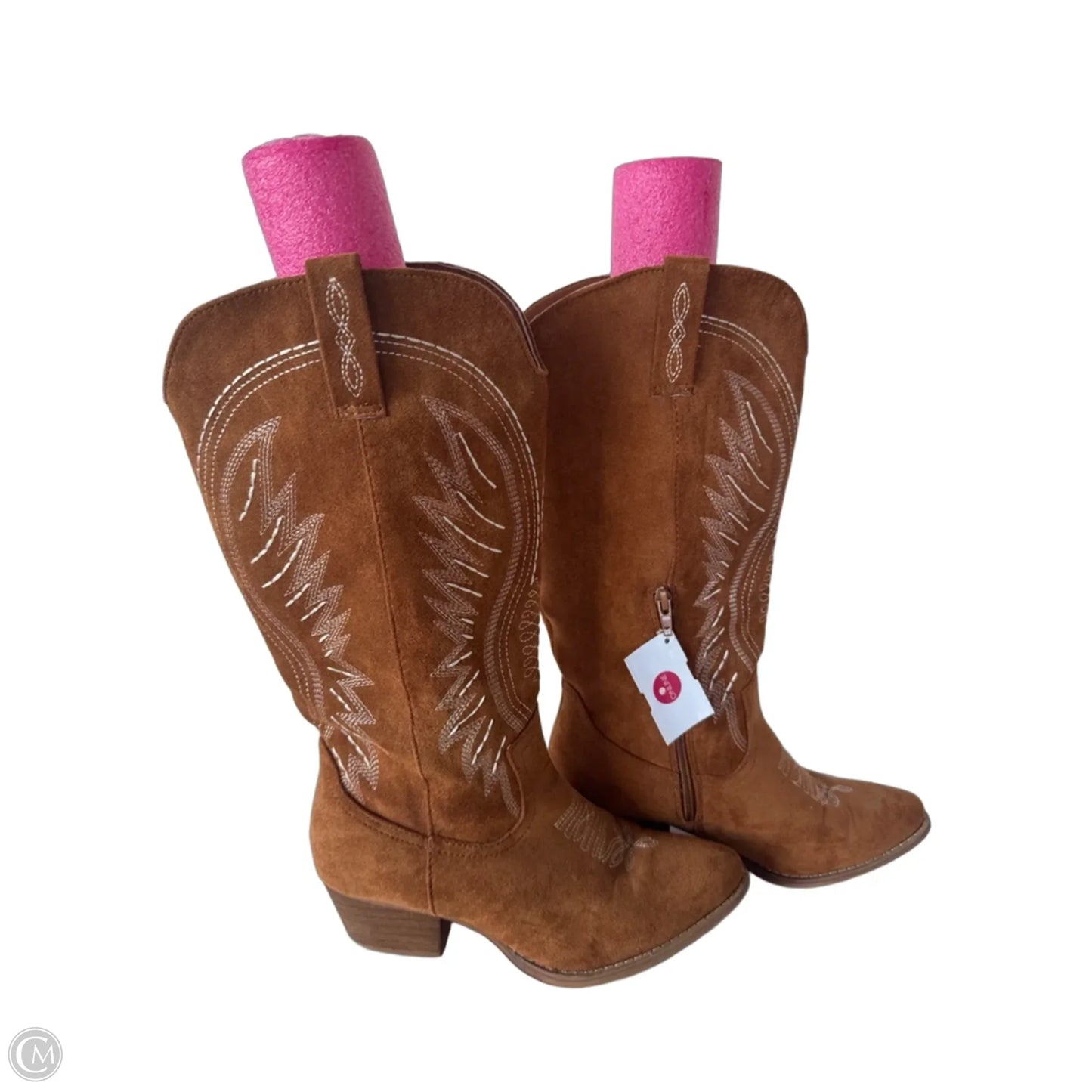 Boots Ankle Heels By Cme In Brown & White, Size: 7