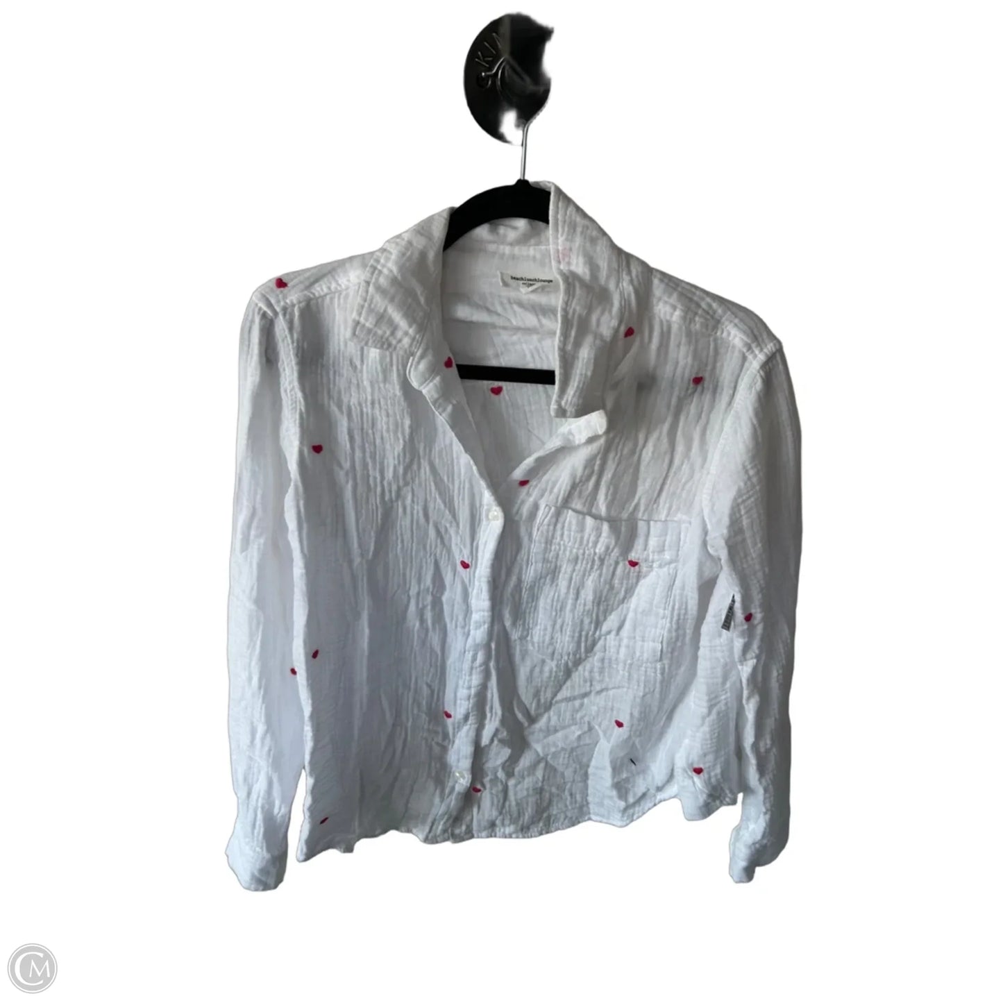 Top Long Sleeve By Beachlunchlounge In Pink & White, Size: S
