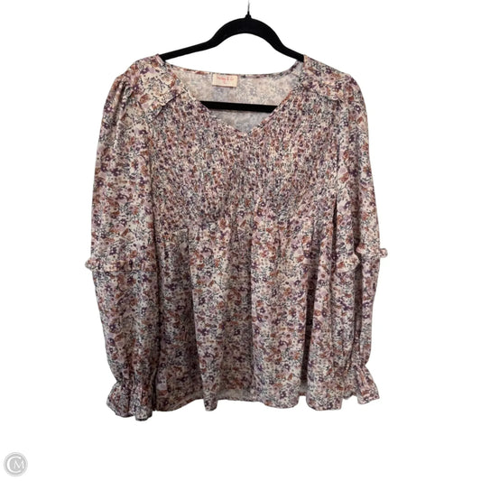 Top Long Sleeve By Hailey & Co In Purple & Tan, Size: M