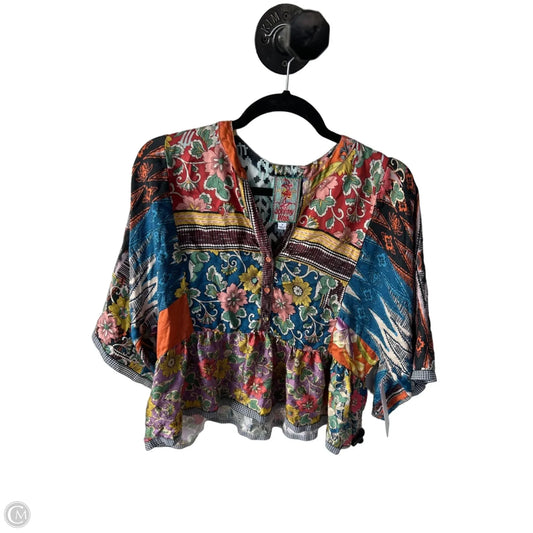 Top 3/4 Sleeve Designer By Johnny Was In Blue & Orange, Size: S