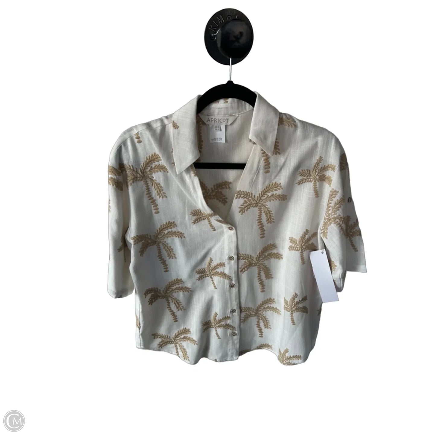 Top Short Sleeve By Cmc In Tan & White, Size: S
