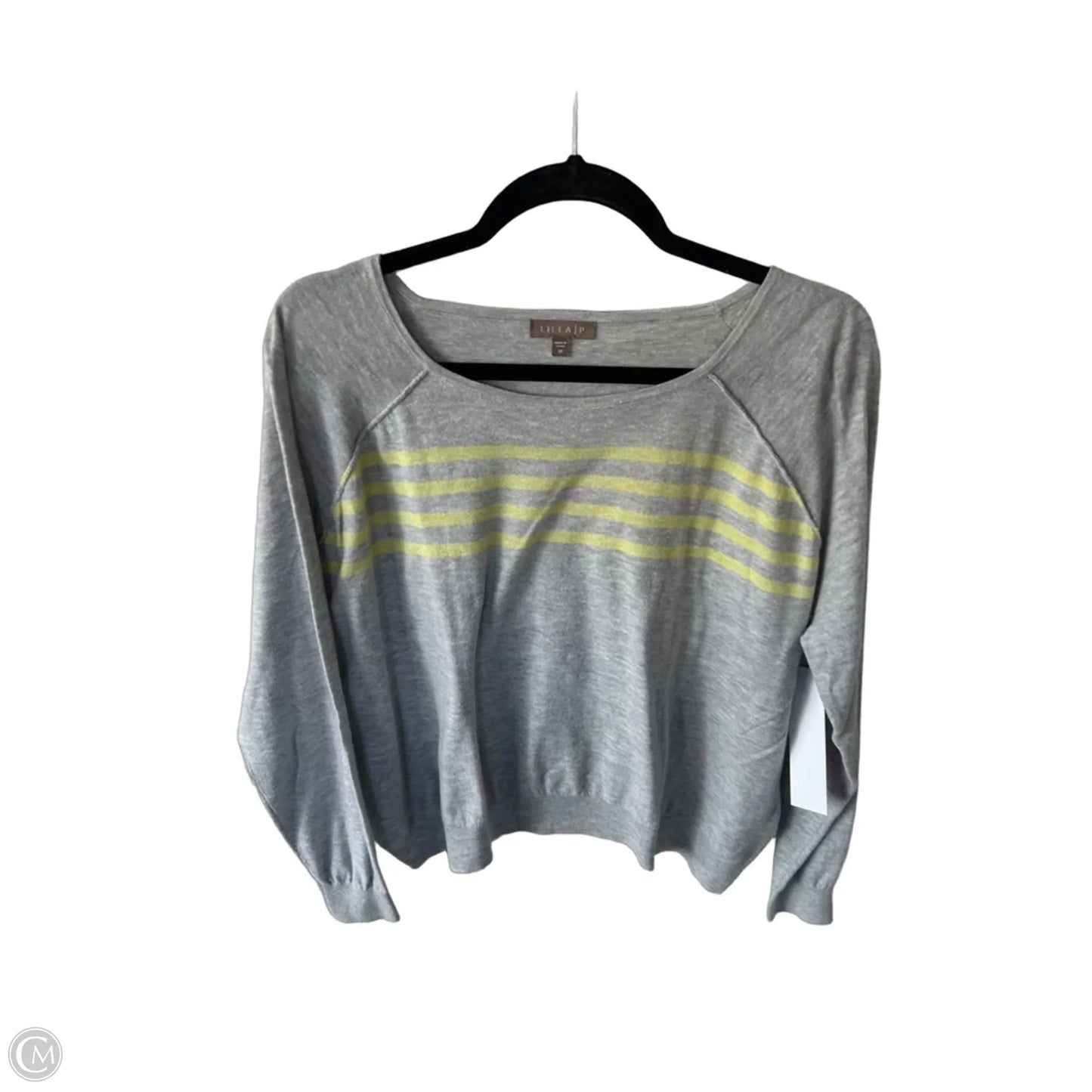 Sweater By Lilla P In Grey & Yellow, Size: M