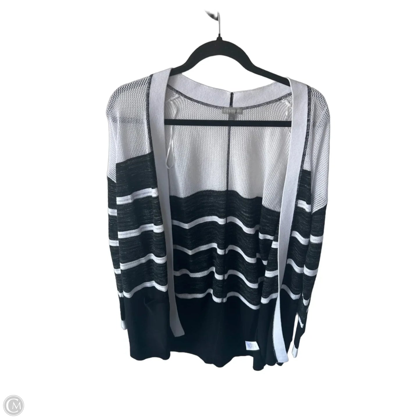 Sweater Cardigan By Talbots In Black & White, Size: Lp