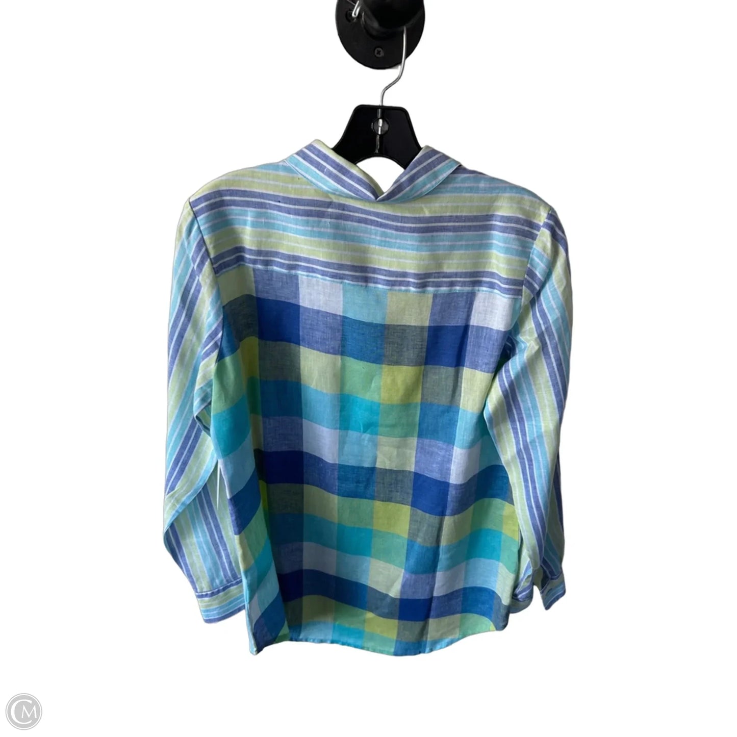Top Long Sleeve By Foxcroft In Blue & Green, Size: S