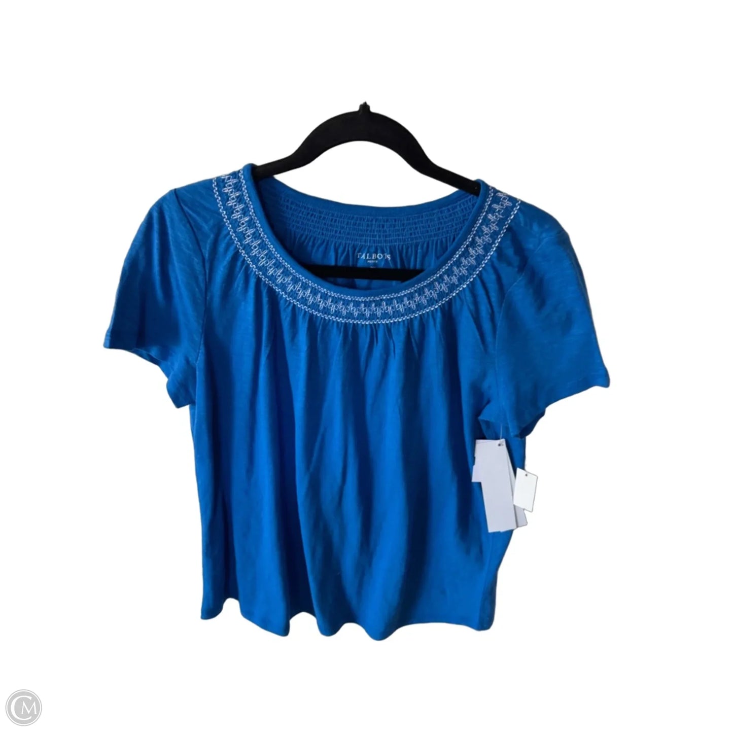 Top Short Sleeve By Talbots In Blue & White, Size: Mp