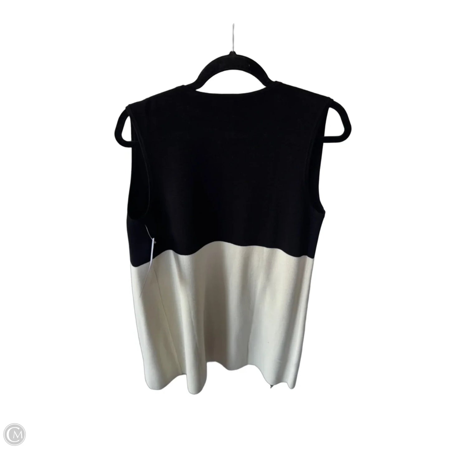 Vest Sweater By Talbots In Black & Cream, Size: Mp