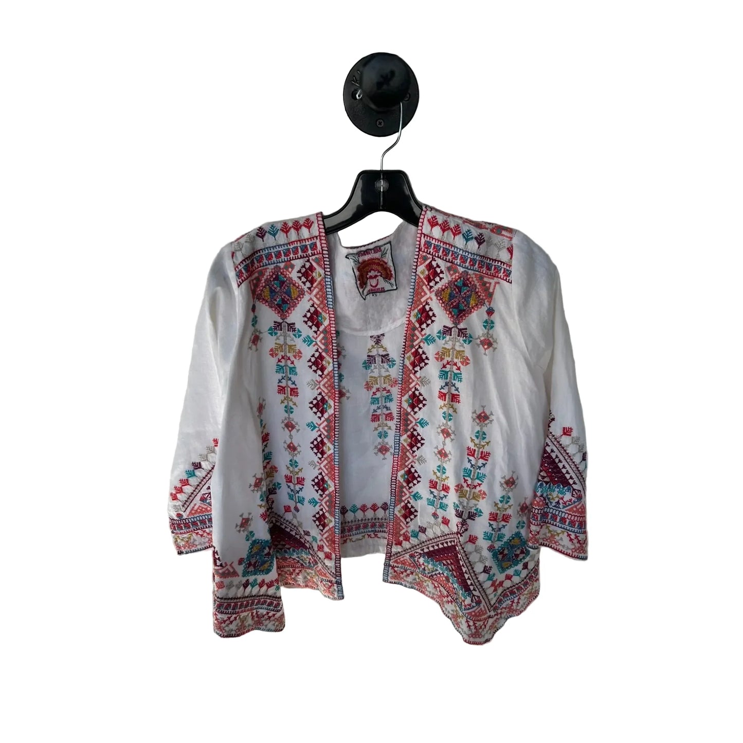Cardigan Designer By Johnny Was In Blue & White, Size: Xs