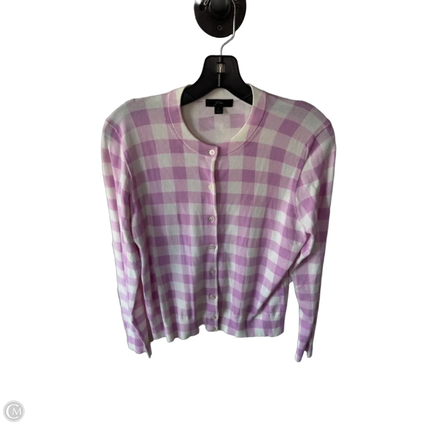 Sweater Cardigan By J. Crew In Purple & White, Size: L