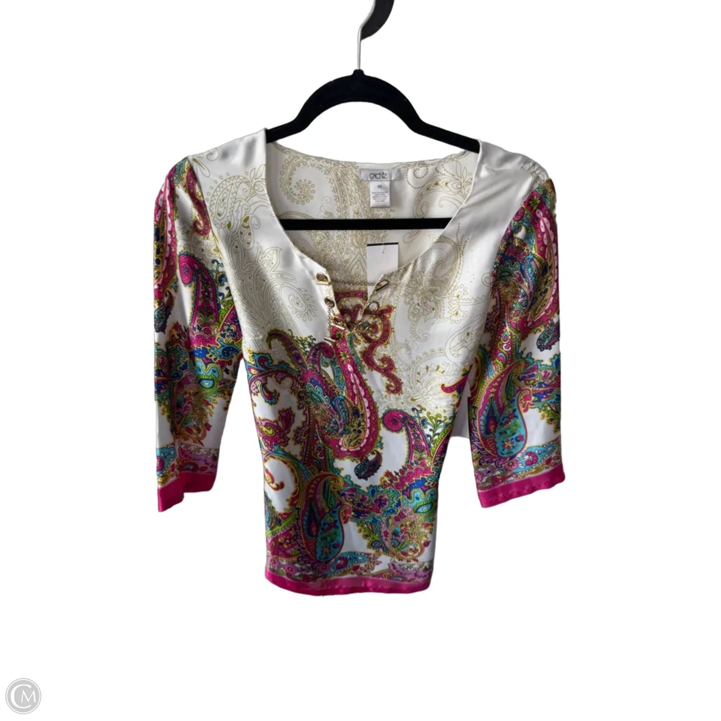 Top 3/4 Sleeve By Cache In Pink & Tan, Size: Xs