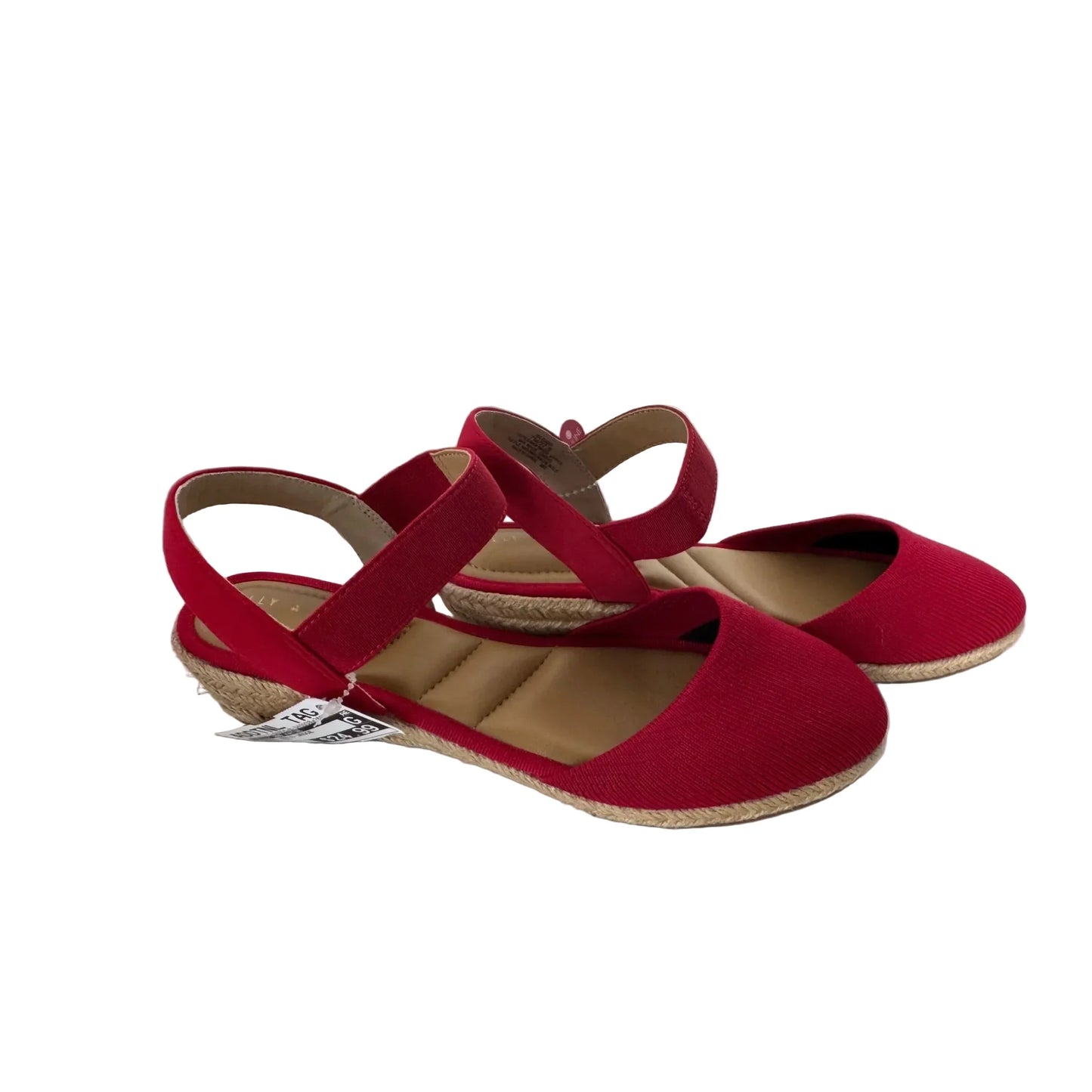 Shoes Heels Wedge By Kelly And Katie In Red & Tan, Size: 7