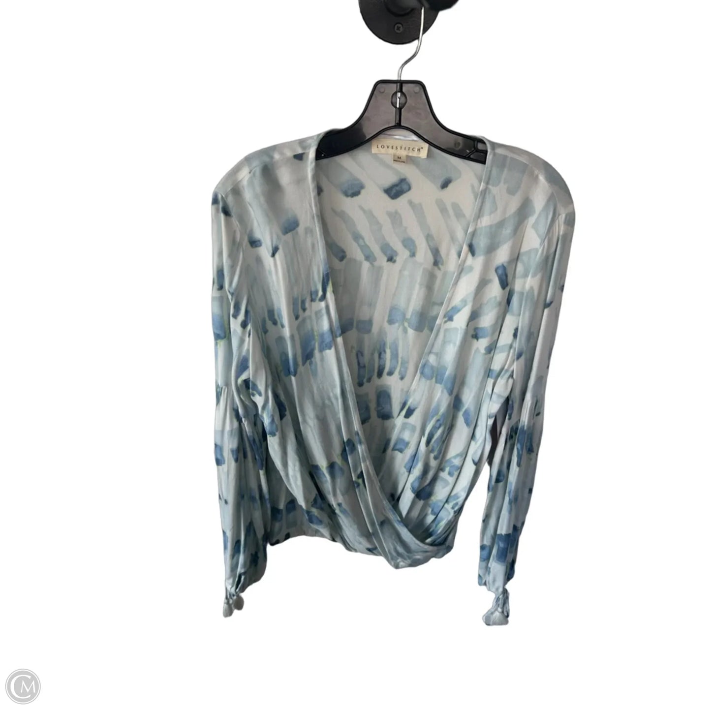 Top Long Sleeve By Lovestitch In Blue & White, Size: M