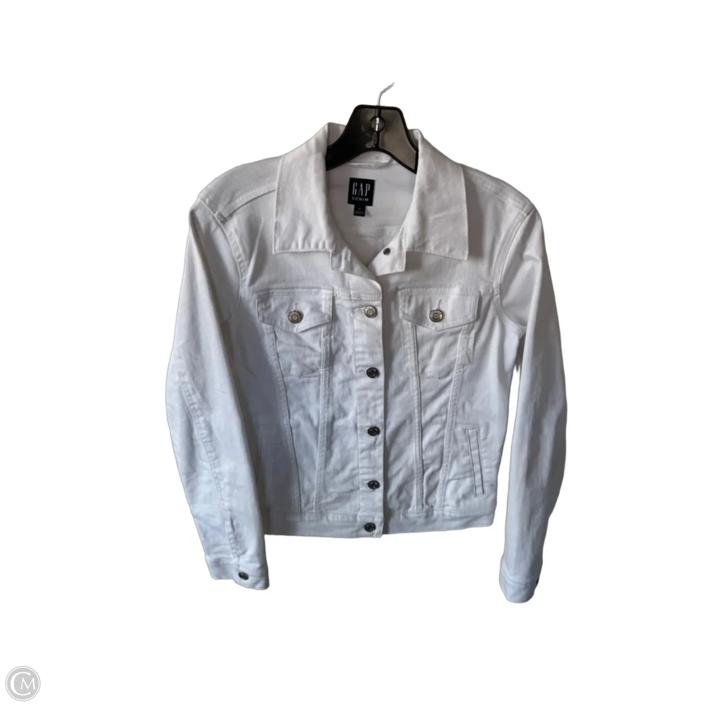 Jacket Denim By Gap In White Denim, Size: Xs